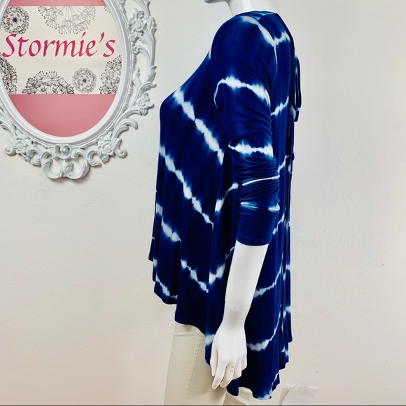 Altard State / Blue White Striped Tie Dye Tunic - Picture 5 of 8